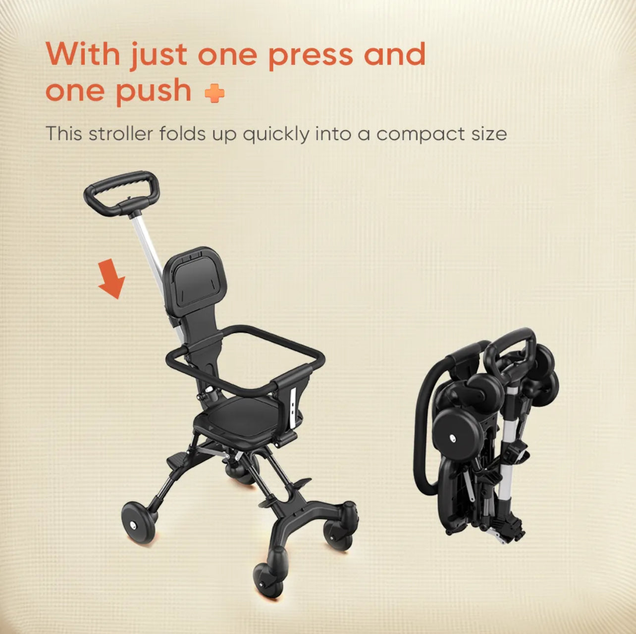 Two-way Stroller | Foldable | Reversible Seat | Lightweight | 6 Months To Ages 8 Year