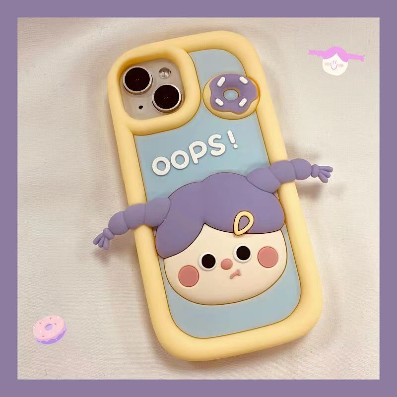 Korean Cute Cartoon 3D Girl Soft Silicone Case