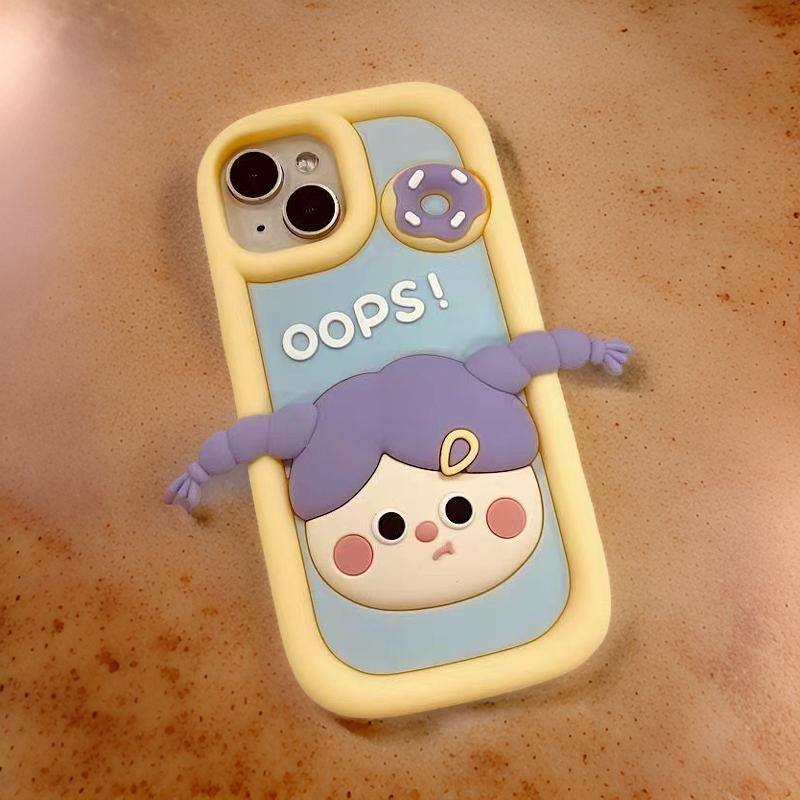 Korean Cute Cartoon 3D Girl Soft Silicone Case